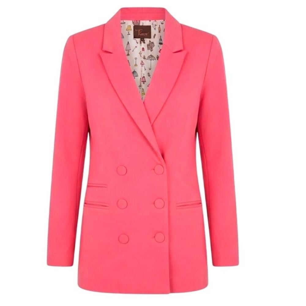 The Flapper Hot Pink Blazer Jacket Whimsical Lining